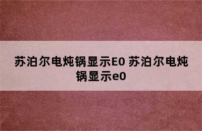 苏泊尔电炖锅显示E0 苏泊尔电炖锅显示e0